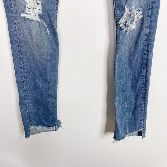 Rag & Bone Womens 27 Blue Skinny Leg with Raw Angled Fray Hem in Commodore Wash - Picture 5 of 13